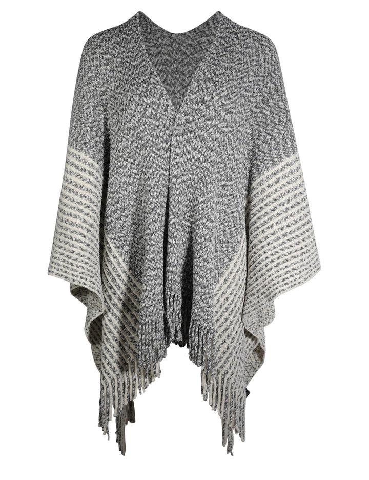 ZLYC Damen Weiche Schlichte Poncho Capes Retro Cardigans Pullover Chenille Gemischt Schwarz, Chenill