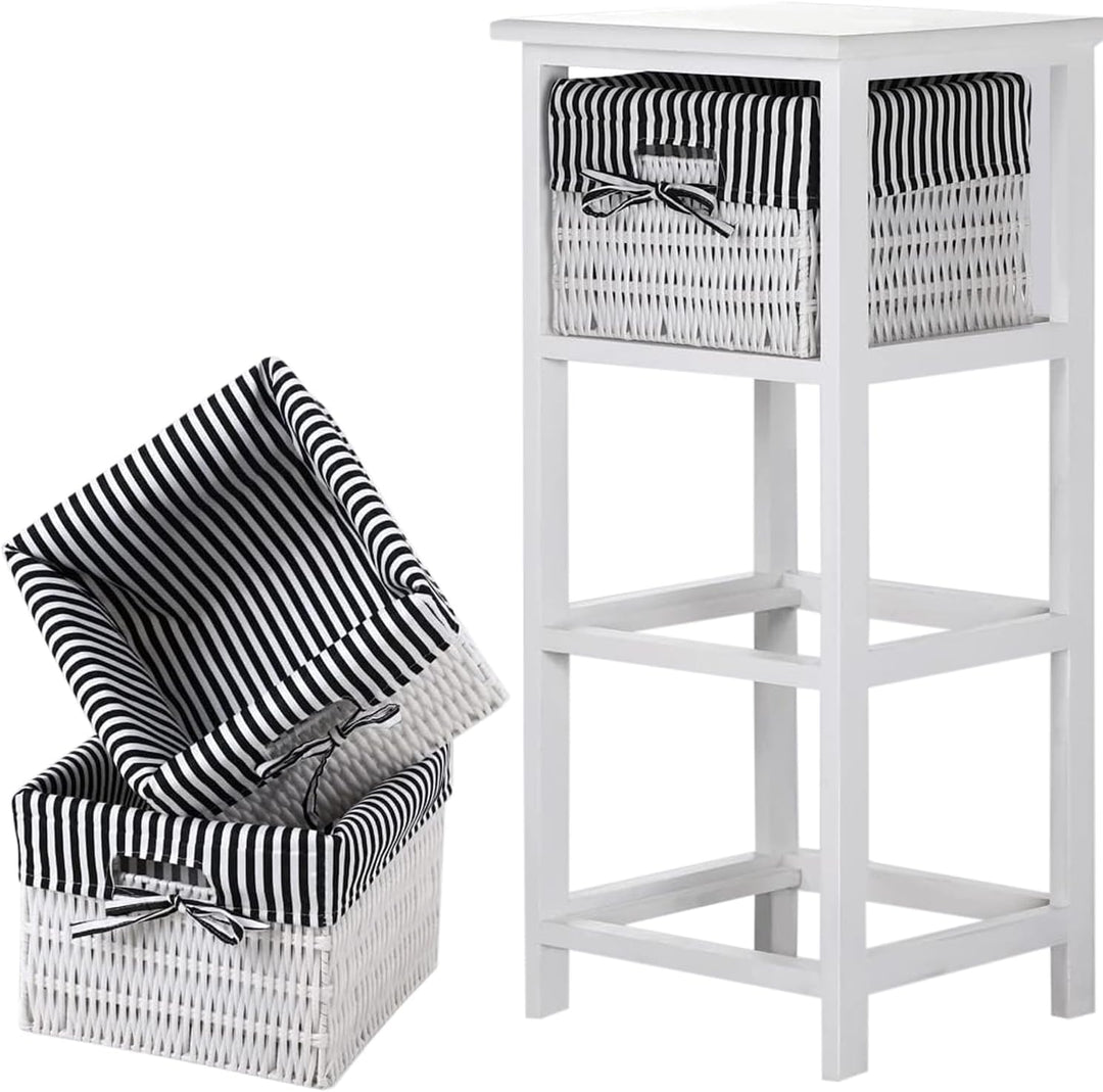 HTI living Regal mit 3 Körben Mia Landhaus Weiss Schwarz Badregal Schubladenkommode