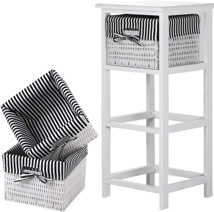 HTI living Regal mit 3 Körben Mia Landhaus Weiss Schwarz Badregal Schubladenkommode