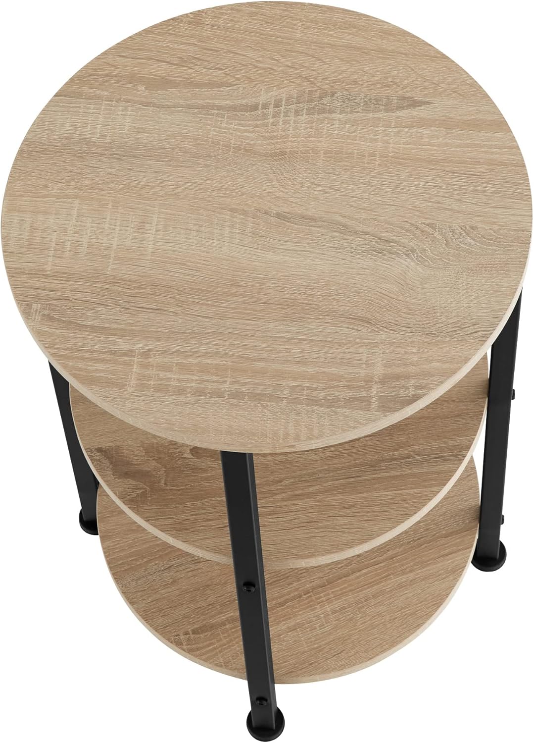 TecTake Beistelltisch rund aus Holz und Metall, Industrie-Design, Couchtisch mit 3 Ebenen, für Wohnz
