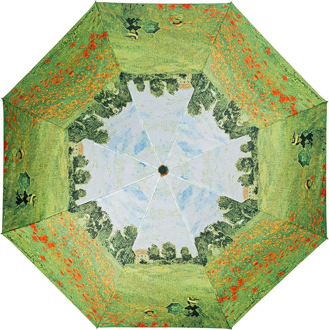 VON LILIENFELD Taschenschirm Regenschirm Claude Monet: Mohnblumenfeld Windfest Auf-Zu-Automatik Stab