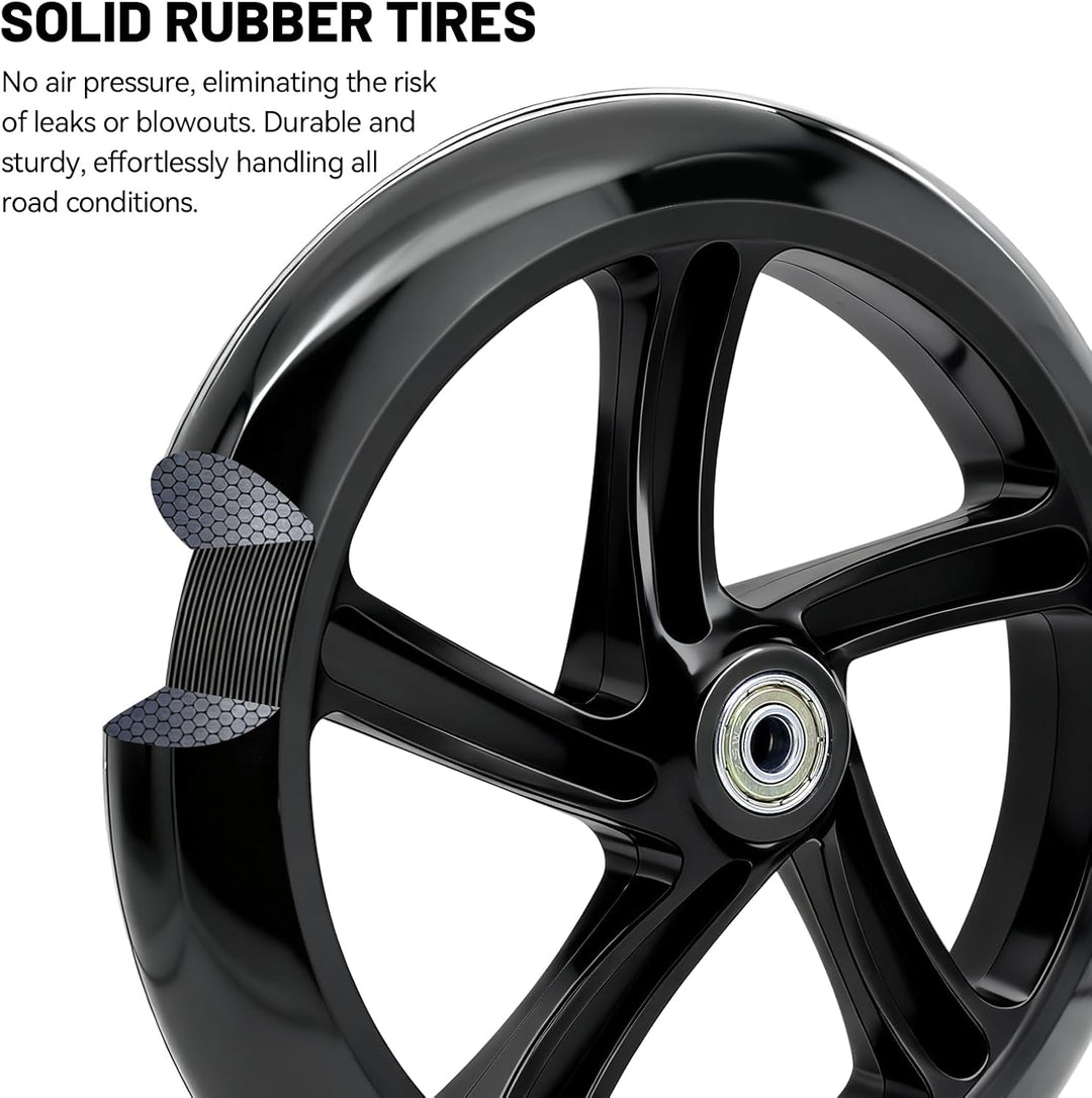 2 Stück 200mm Scooter Rollen mit ABEC-9 Lager, Anti-Rutsch Roller Räder, Cityroller Reifen Ersatzräd