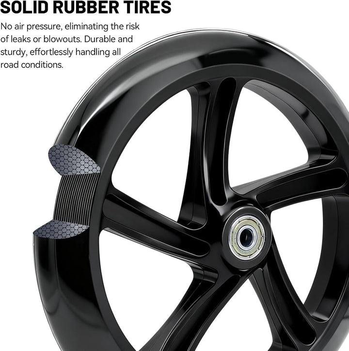 2 Stück 200mm Scooter Rollen mit ABEC-9 Lager, Anti-Rutsch Roller Räder, Cityroller Reifen Ersatzräd