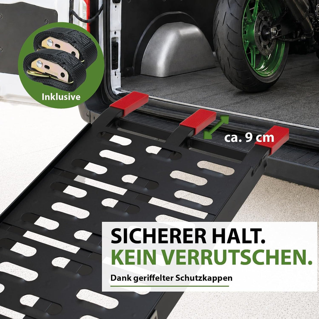 TRUTZHOLM 2 x Auffahrrampe klappbar 228 cm Traglast 680 kg Alu schwarz gelocht Motorradrampe Verlade