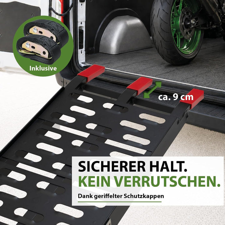 TRUTZHOLM 2 x Auffahrrampe klappbar 228 cm Traglast 680 kg Alu schwarz gelocht Motorradrampe Verlade