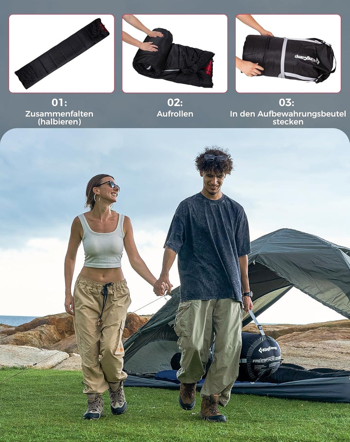 KingCamp Doppelschlafsack Baumwolle Flanell Winter Schlafsack 2 Personen Warmer Deckenschlafsack 3-4