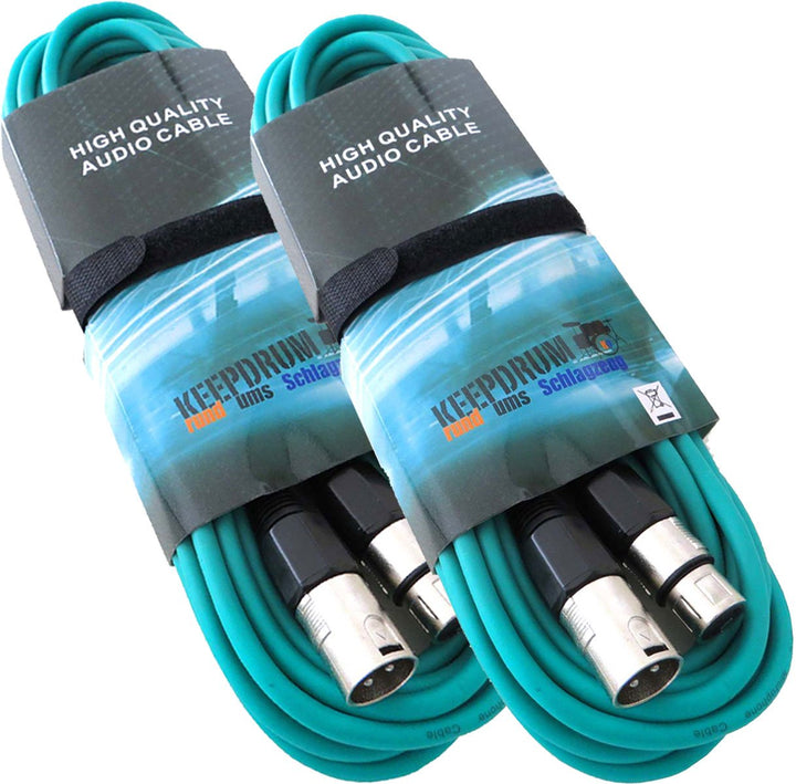 keepdrum Mikrofonkabel 10m Grün XLR Female/XLR Male 2 Stück