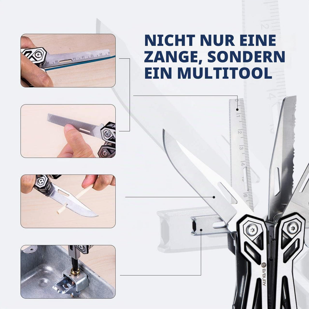 BIBURY Multifunktionale Zange mit Flaschenöffner, Schraubendreher, Säge, Multi Tool ideal für Campin