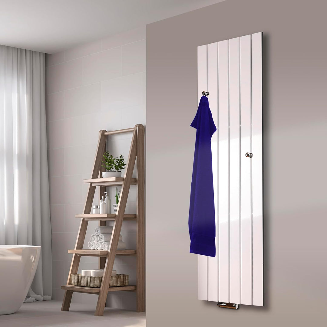 Badheizkörper Design Peking 3 180x47cm 1118 Watt weiss (+ 2 Knopfhalter) SZAGATO Handtuchwärmer Hand