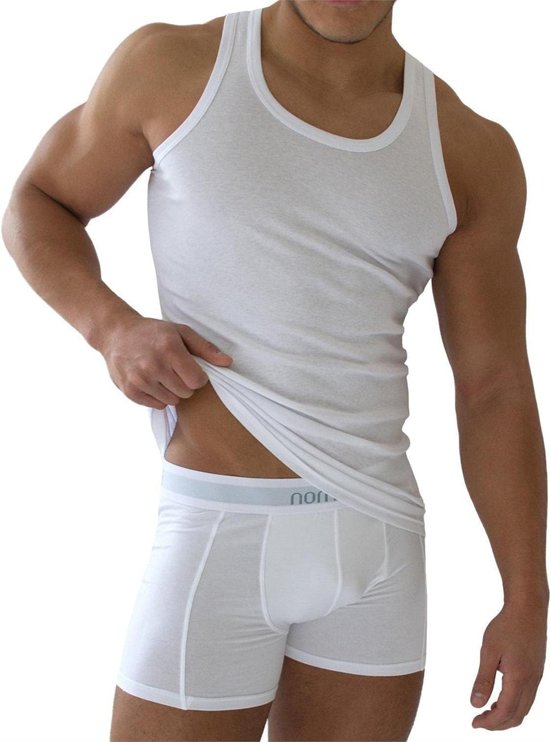 10 x Tank Top Weiss - Herren Unterhemd Feinripp (glatt) - Sportjacke - 100% gekämmte Baumwolle einla