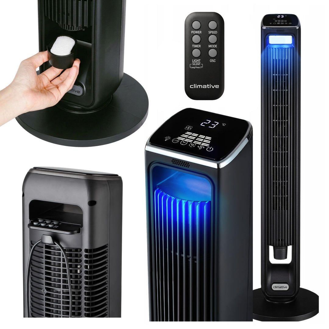 Turmventilator ION 107cm WiFi Tuya, Ionisator & grosses Duftfach, Starker 6m/s Wind, 90° Oszillation