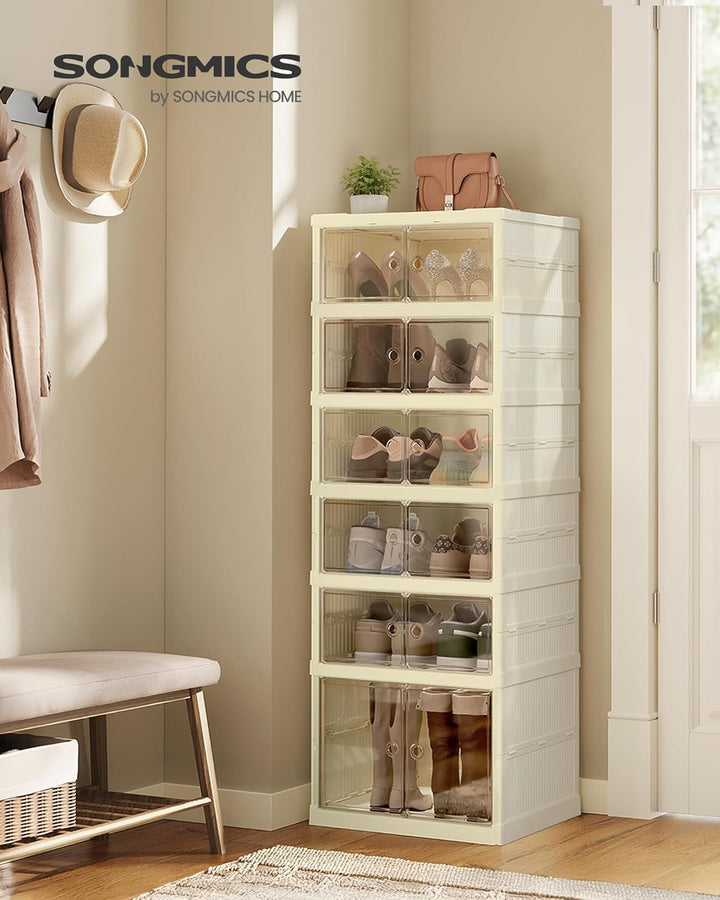 SONGMICS Schuhschrank, schmal, faltbar, Schuhregal, Organizer, transparente Tür, für 12 Paar, für St