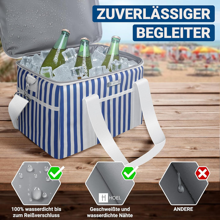 HOEL Kühltasche gross 20L & 30L faltbar - Isolierte Thermotasche - Lunchtasche wasserdicht & auslauf