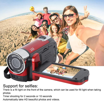 Handheld-Videocamcorder, 1080P 16MP DV-Kamera 16x Digitalzoom-Videokamera mit Drehbarem 2,7-Zoll-TFT