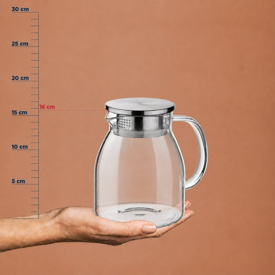 kela Glaskaraffe mit Deckel 1,2 L LUNA, Glaskrug hitzebeständig, 2 Ausguss-Öffnungen, Wasserkaraffe