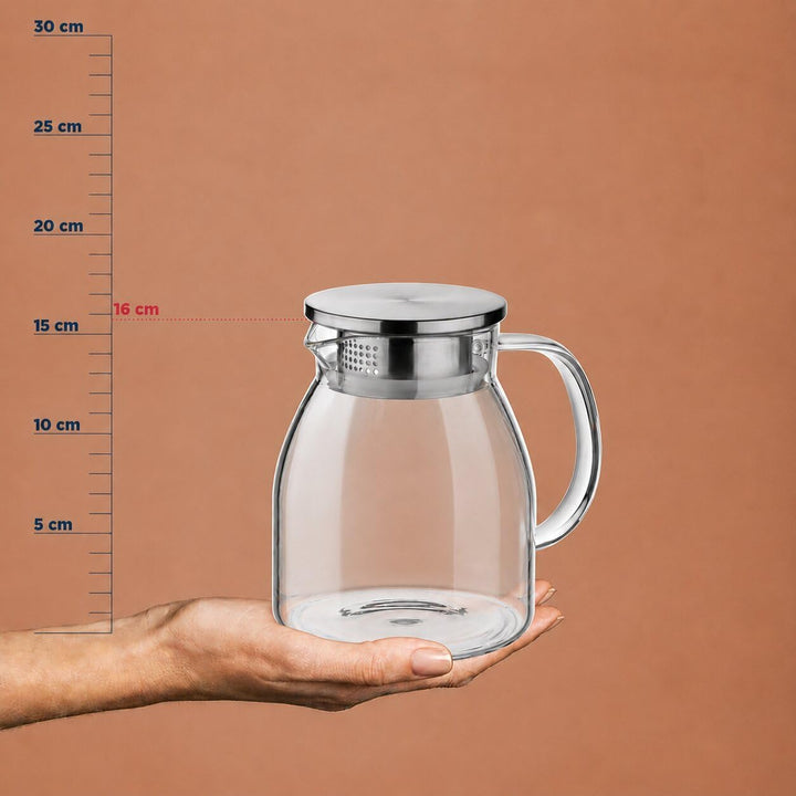 kela Glaskaraffe mit Deckel 1,2 L LUNA, Glaskrug hitzebeständig, 2 Ausguss-Öffnungen, Wasserkaraffe