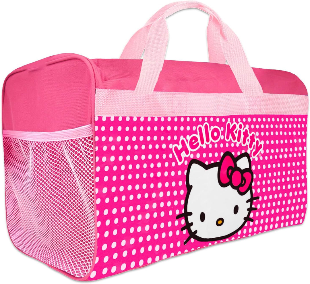 Hello Kitty Duffle Bag Set for Kids - 4 Pc Bundle with Hello Kitty Luggage Carry On Suitcase Bag, Wa