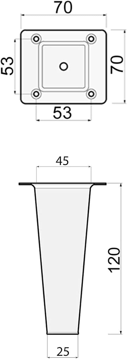 Sossai® Holz-Tischbeine - Clif Square | Öl-Finish | Höhe: 12 cm | HMF3 | eckig, konisch (gerade Ausf