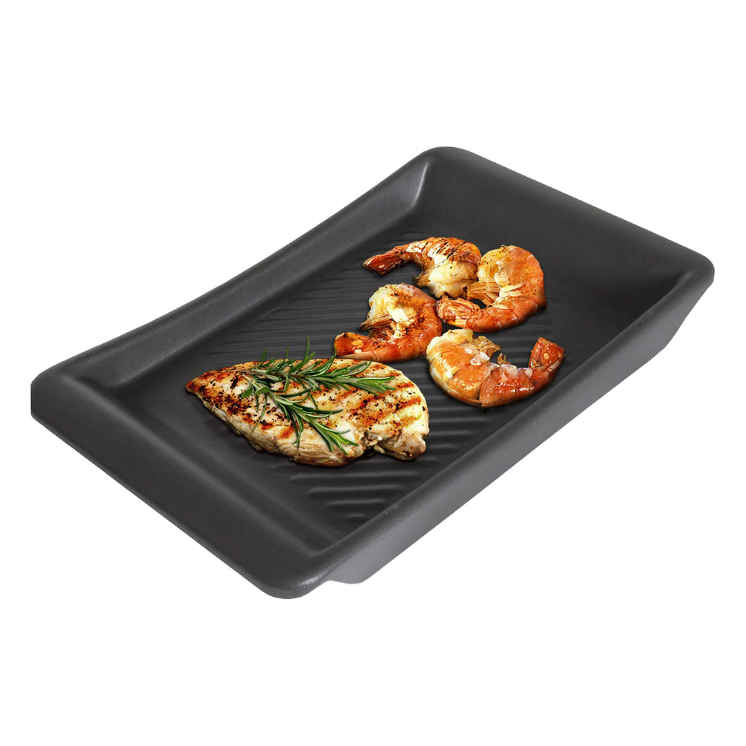 Keramische Grillschale Rechteckig, schwarz Keramik Grill Keramikschale