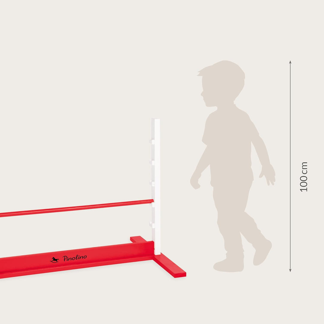 PINOLINO Hindernishürde Hoppe, Weiss/Rot, 1 Stück, Koordinationstraining – Ideal für Steckenpferd-Re