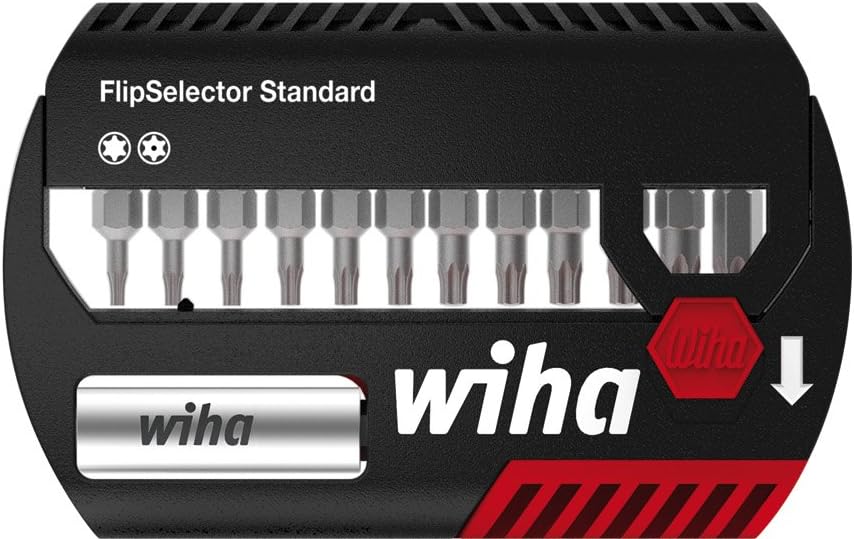 Wiha Bit Set FlipSelector Standard 25 mm TORX® Tamper Resistant (mit Bohrung) 13-tlg. 1/4" (39037),