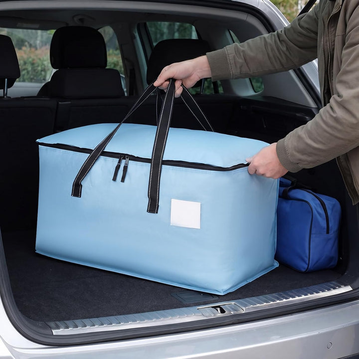 Dntorx 4 Stück Aufbewahrungstasche Mit Deckel, 93L Faltbare, Hellblau Hellblau 93L 4er-Pack, Hellbla