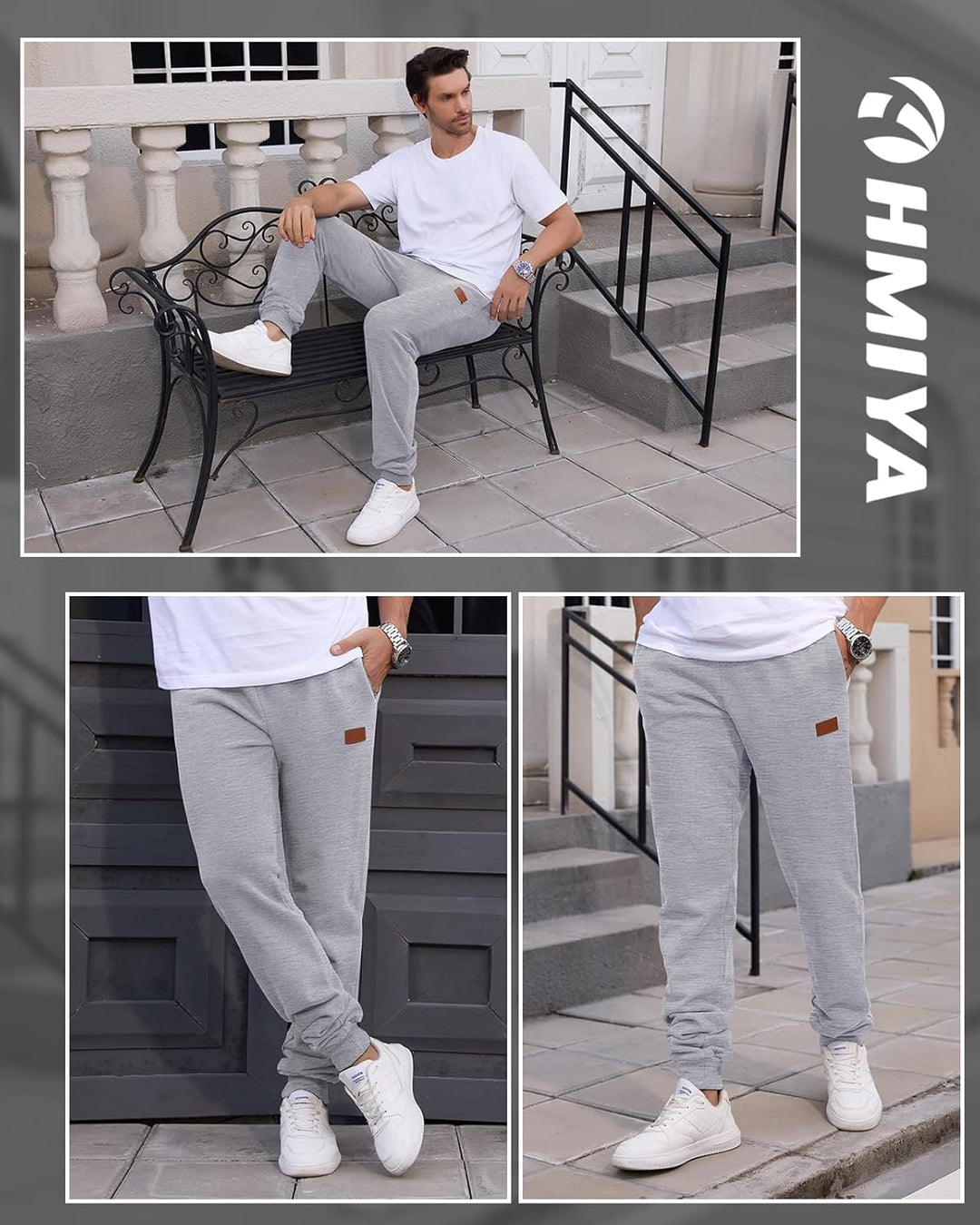 HMIYA Jogginghose Herren Baumwolle Trainingshose Sporthose Freizeithose Lang Hosen Klassische Sweath