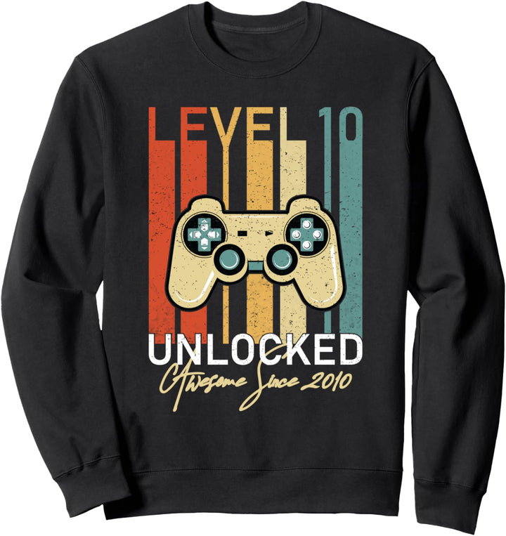 Level 10 Unlocked Awesome Since 2010 10th Birthday Gift Sweatshirt