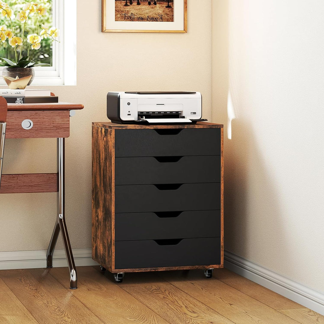 GIANTEX Aktenschrank auf Rollen, Rollcontainer mit Schubladen, mobiler Druckerständer für Home-Offic