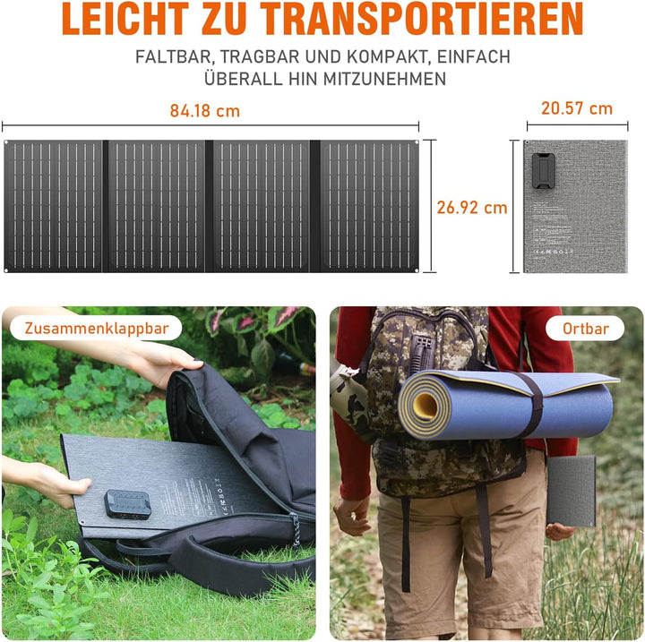 Powkey Powerstation mit Solarpanel 99Wh/27000mAh Tragbare Powerstation mit 40W Faltbare Solarpanel 1