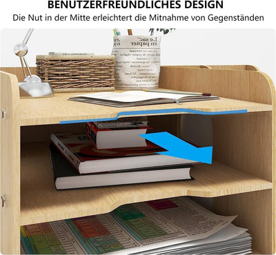 PUNCIA Dokumentenablage A4 Briefablage Ablagefächer Holz Schreibtisch Datei Organizer Papierablage A