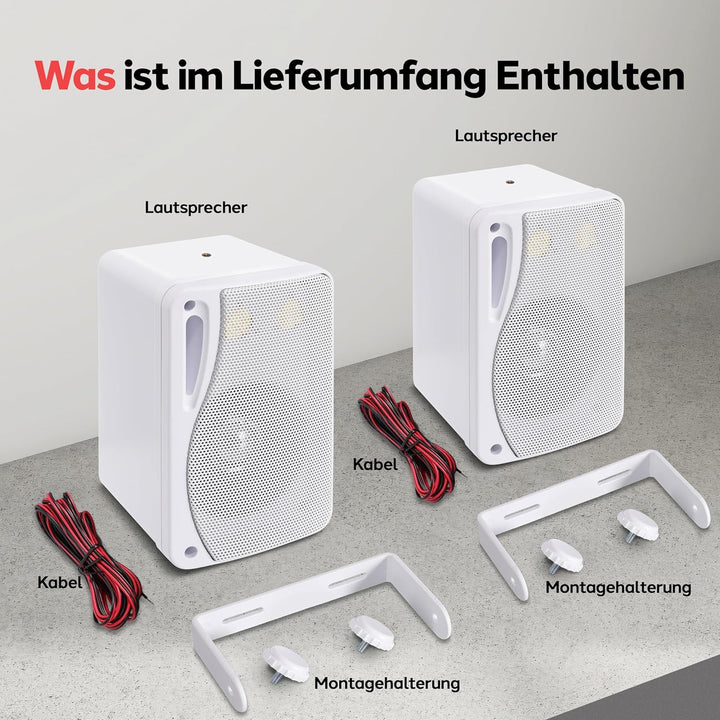 Pyle Wasserdichte Lautsprecher 3.5-Zoll-200-Watt 3-Wege Wetterfeste Mini Box, Weiss, PLMR24, Weiss