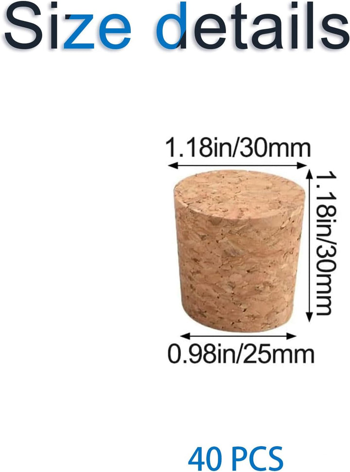 INCREWAY 40-tlg. Holzkorkenverschluss, konischer Weinflaschenverschluss, Ersatzkorken, Naturkork für