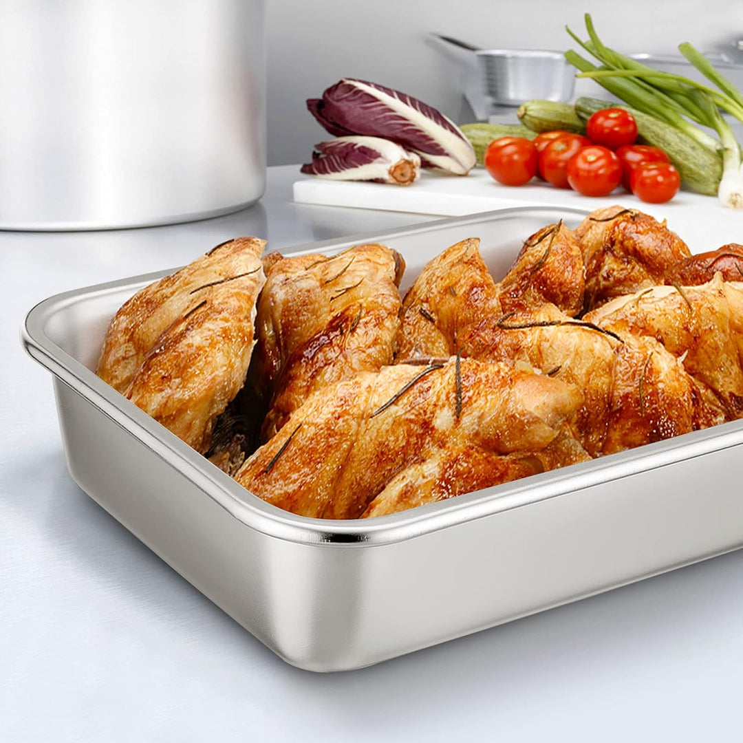 Homikit Auflaufform Set, Edelstahl Rechteckig Kuchenform Backform Tiramisu Form 2er Set, Ofenform Gr