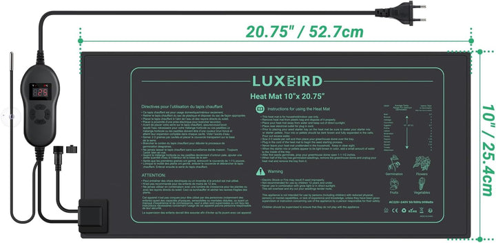 Luxbird Heizmatte mit Thermostat, 1 Heizmatten mit 1 Controller, Zimmergewächshaus Wärmematte 30 Wat
