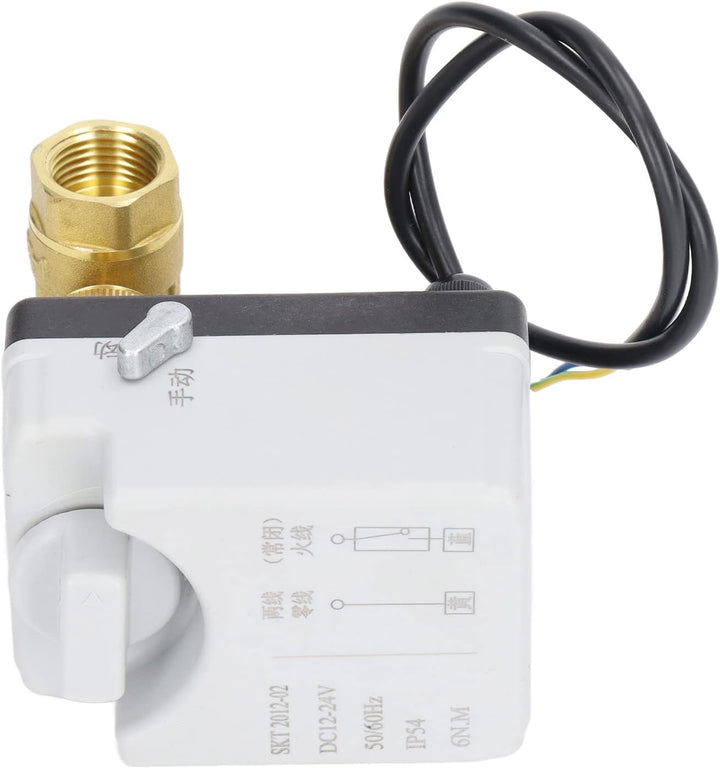 1/2" Motorisierter Kugelhahn, DN15 DC 12V-24V Messing, Normalerweise Geschlossener Kugelhahn mit 2-D