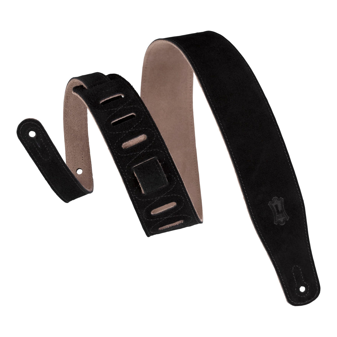 Levy's Gitarrengurt (Veloursleder, ca. 6,4 cm breit) schwarz, Schwarz