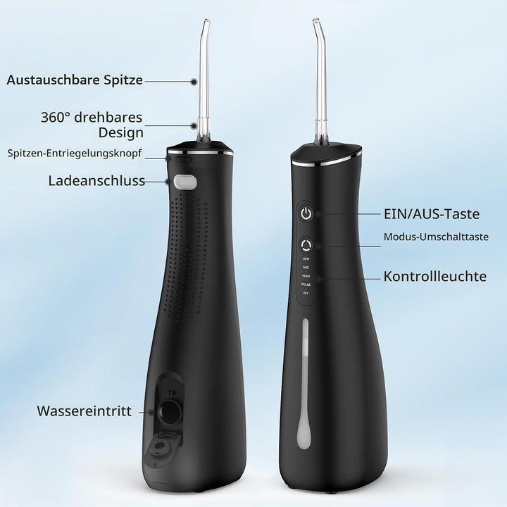 Munddusche Kabellos Elektrisch Zahnreiniger 4 Modi 4 Düsen Munddusche IPX7 Wasserdicht für Reise and