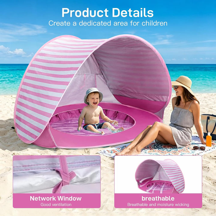 Strandmuschel Baby - UV Schutz 50+ Pop Up Strandmuschel - Baby Pool mit Sonnenschutz - Baby Strandze