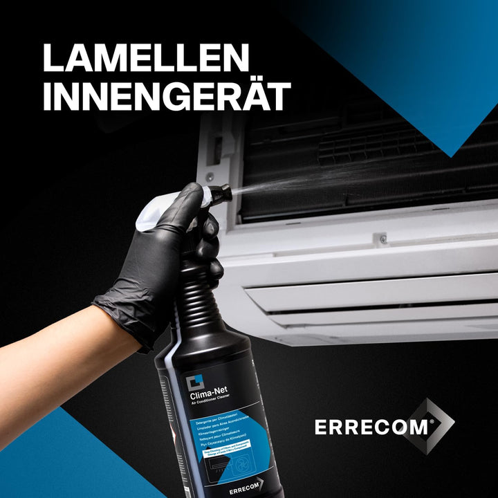 Errecom Clima-Net, Reiniger für Klimaanlagen, Filter, Lamellen und Aussengeräte, 1L Clima Net, Clima