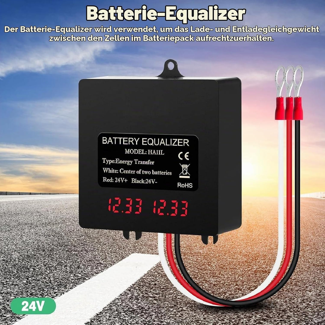 DEWIN Batterie-Balancer, Batterie-Equalizer 24V Digitalanzeige 2 x 12V Batterie-Balancer for Blei-Sä