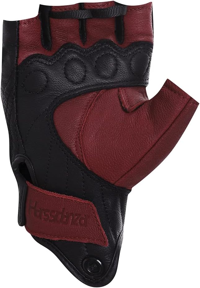 Harssidanzar Herren Vollfinger Ziegenleder Touchscreen Motorrad Fingerlose Handschuhe GM037EU M Rot-