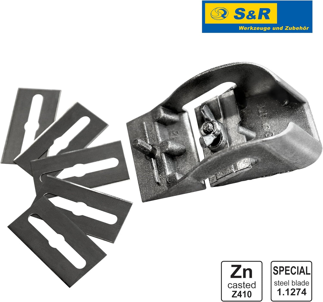 S&R 85mm Mini-Holz-Hobel Set – Einhandhobel, Schlichthobel, Kantenhobel, Dictum mit Ersatzklingen |
