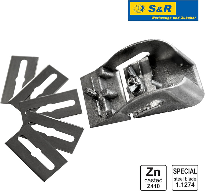 S&R 85mm Mini-Holz-Hobel Set – Einhandhobel, Schlichthobel, Kantenhobel, Dictum mit Ersatzklingen |