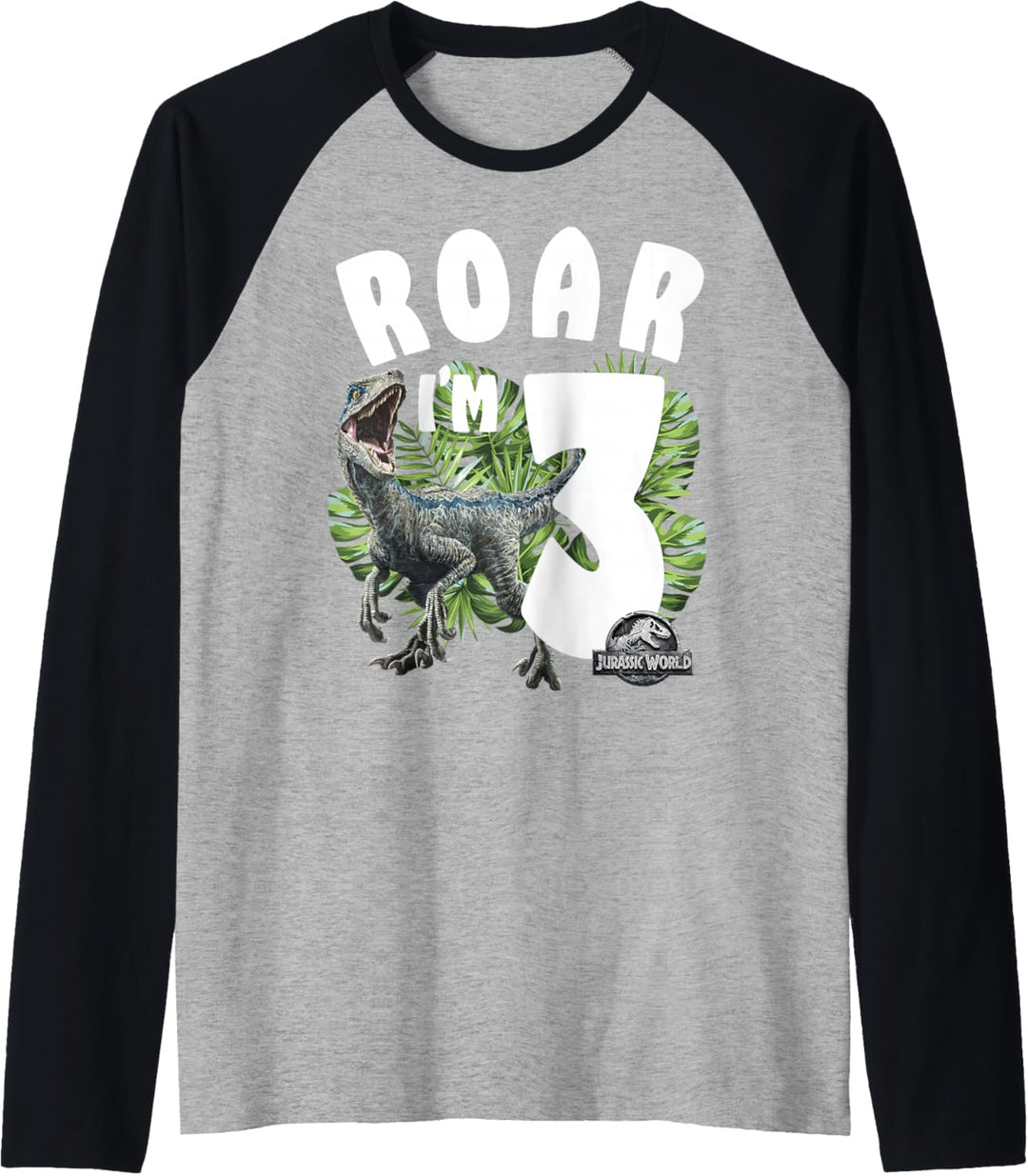 Jurassic World Birthday Raptor Roar I'm 3 Raglan