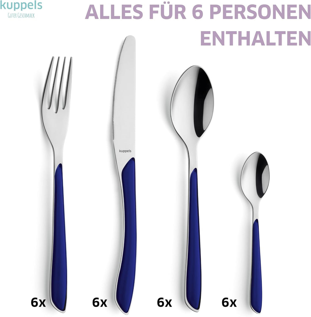 Kuppels Prisma Besteck Set für 6 Personen aus Edelstahl poliert | Besteckset 24-teilig | Hochwertige