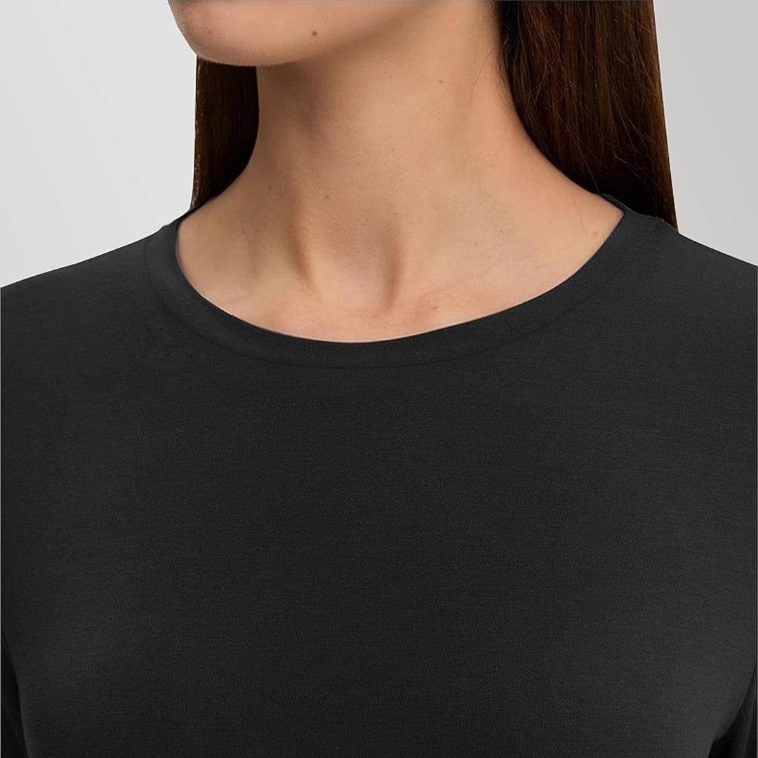 LiKing Langarmshirt Damen Basic Longsleeve Langarm-Shirt Oberteil Tops mit Stretch Baumwolle 3er Pac