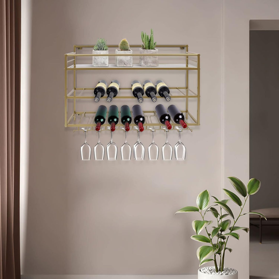 Generisch 3 Ebenen Wand-Weinregale 80x55x25cm Weinregal Wandregal Modernes Weinregal aus Metall Wein