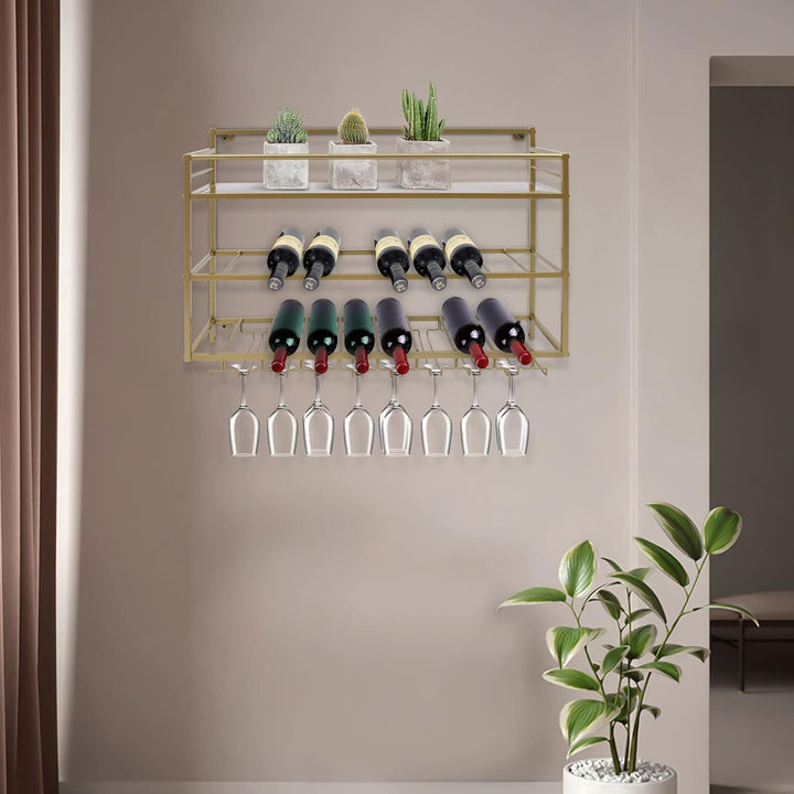 Generisch 3 Ebenen Wand-Weinregale 80x55x25cm Weinregal Wandregal Modernes Weinregal aus Metall Wein