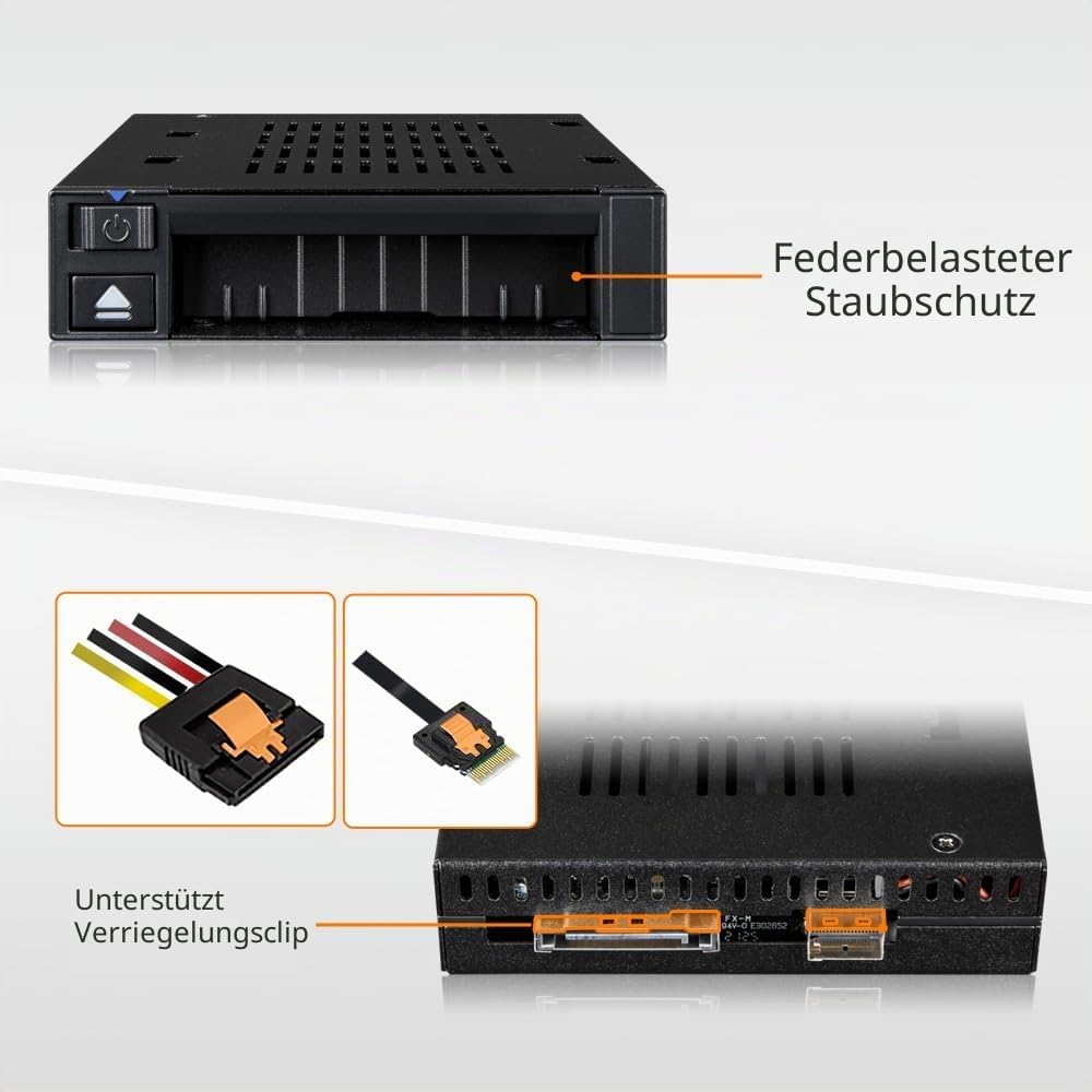 flexiDOCK MB021VP-B - Trägerloses U.2 PCIe 4.0 NVMe SSD zu SlimSAS SFF-8654 Wechselrahmen-Gehäuse/in